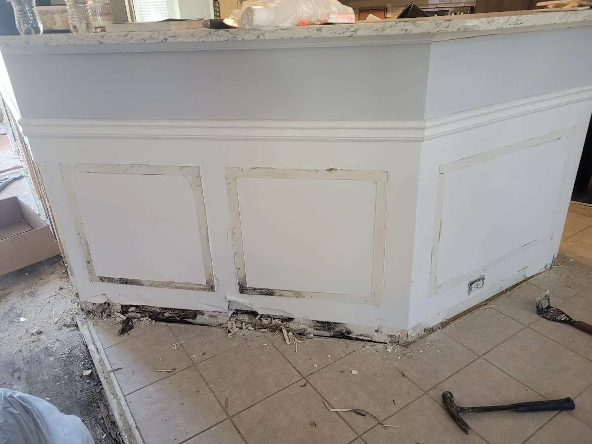 Water damage and mold on kitchen during Storm Damage Restoration in West Donegal